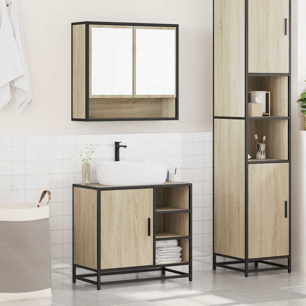 2 Piece Bathroom Furniture Set Engineered Wood