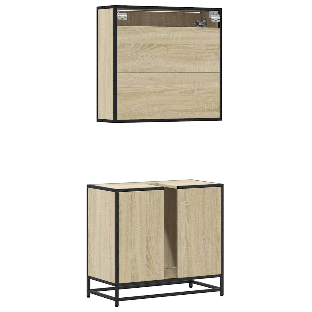 2 Piece Bathroom Furniture Set Engineered Wood