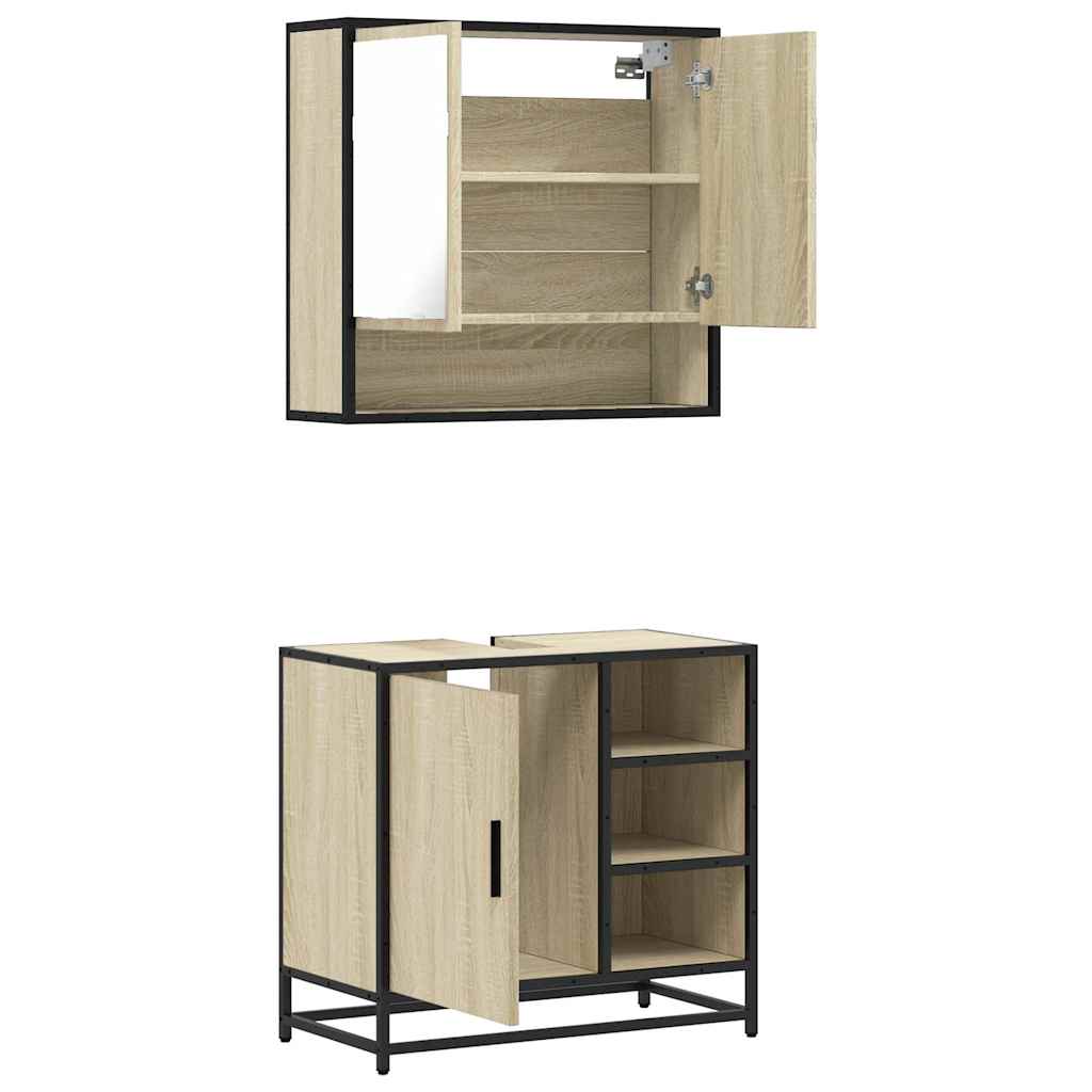 2 Piece Bathroom Furniture Set Engineered Wood