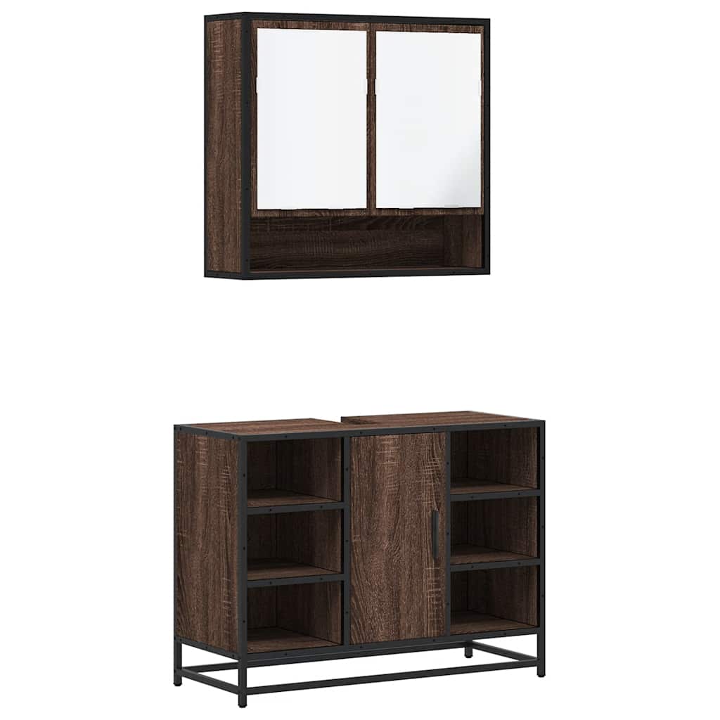 2 Piece Bathroom Furniture Set Engineered Wood
