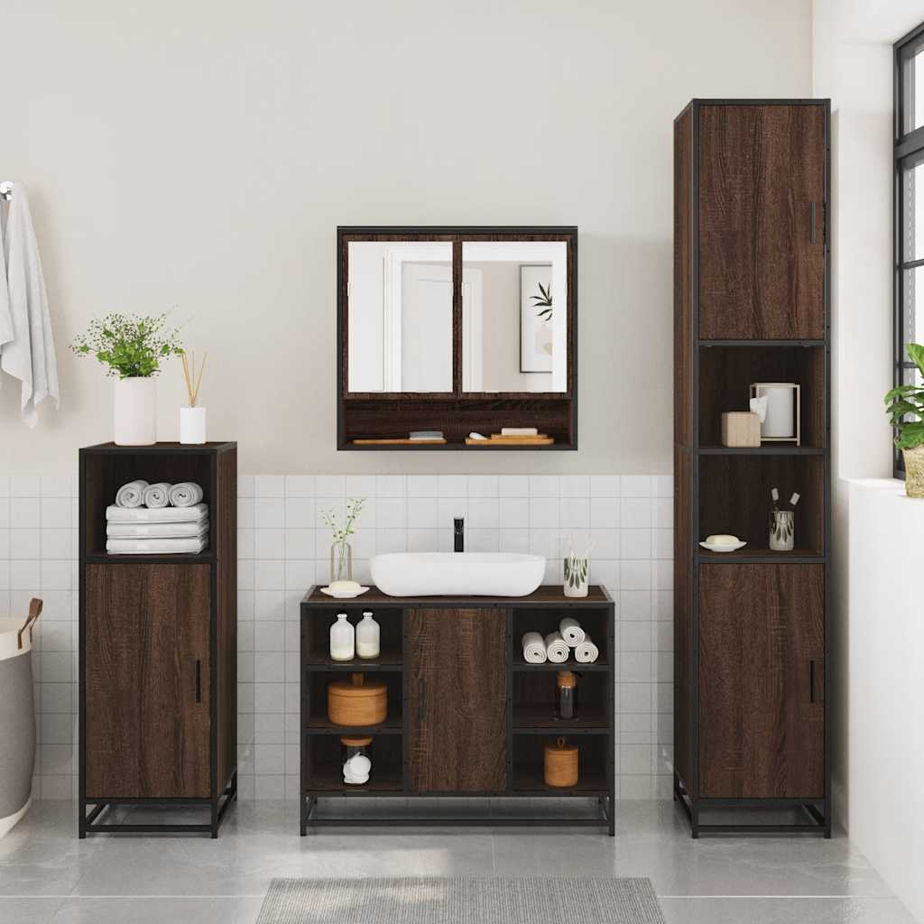 2 Piece Bathroom Furniture Set Engineered Wood