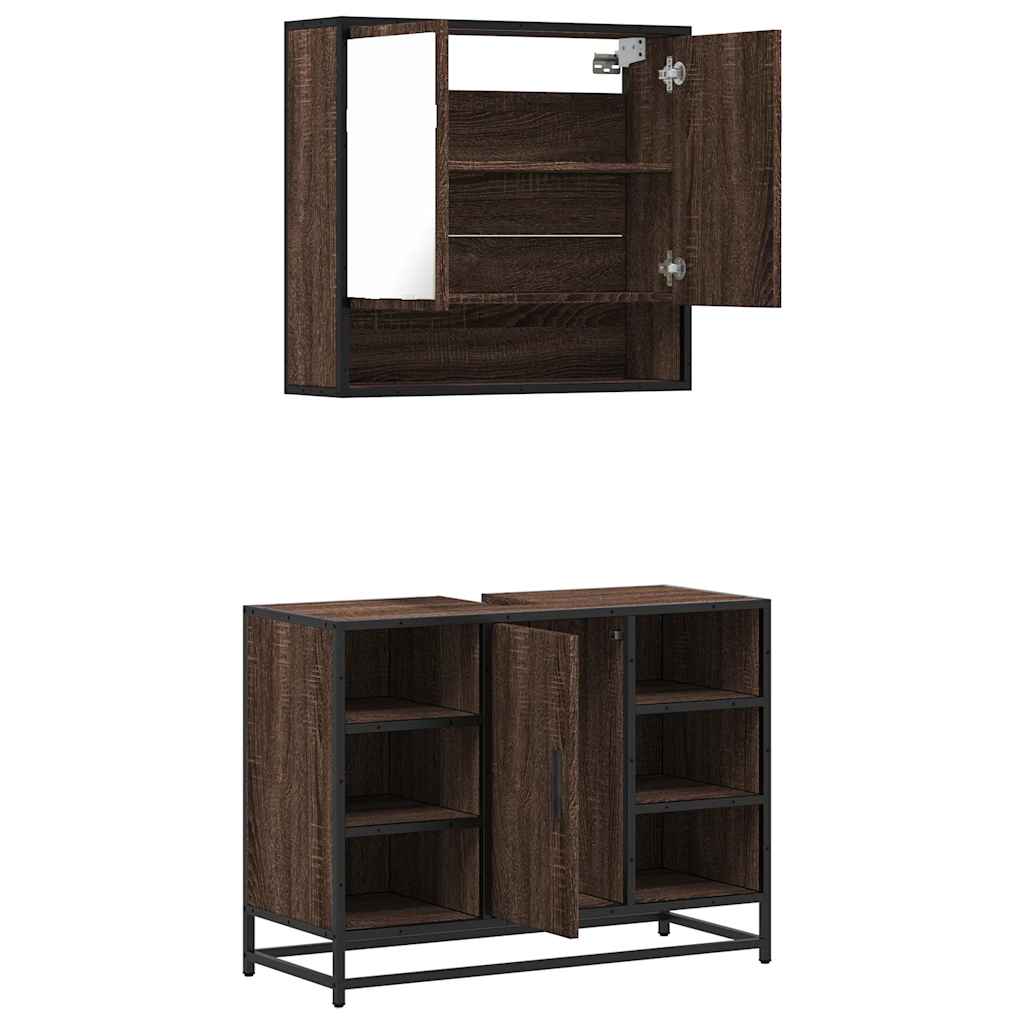 2 Piece Bathroom Furniture Set Engineered Wood