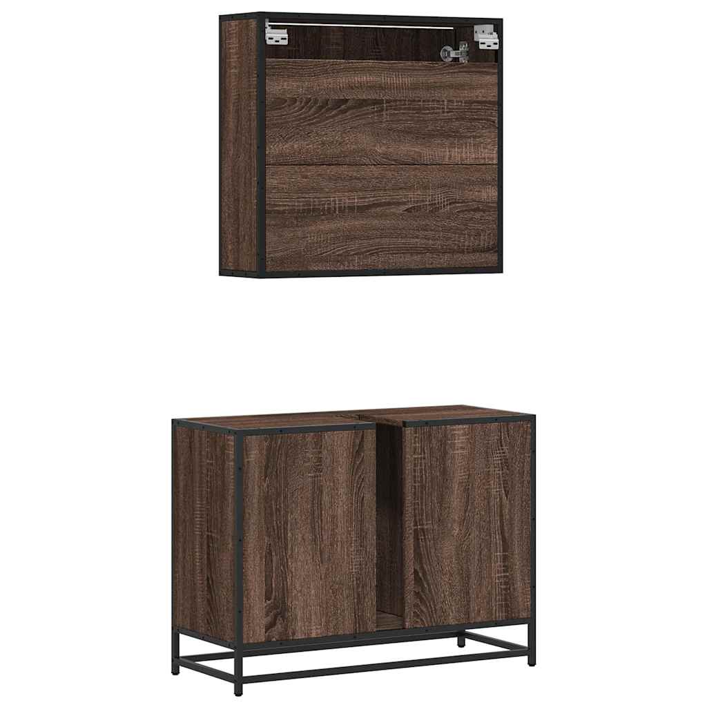 2 Piece Bathroom Furniture Set Engineered Wood