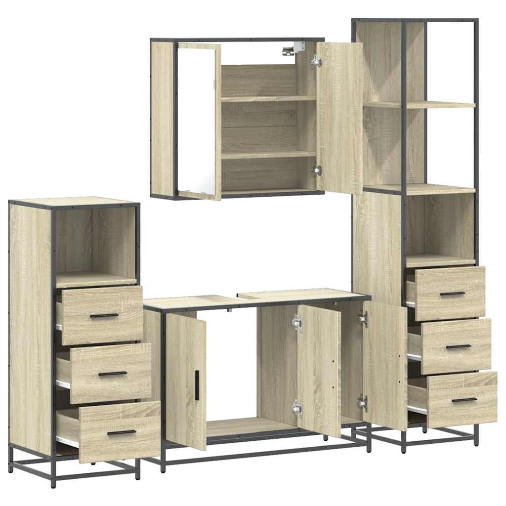 4 Piece Bathroom Furniture Set  Engineered Wood