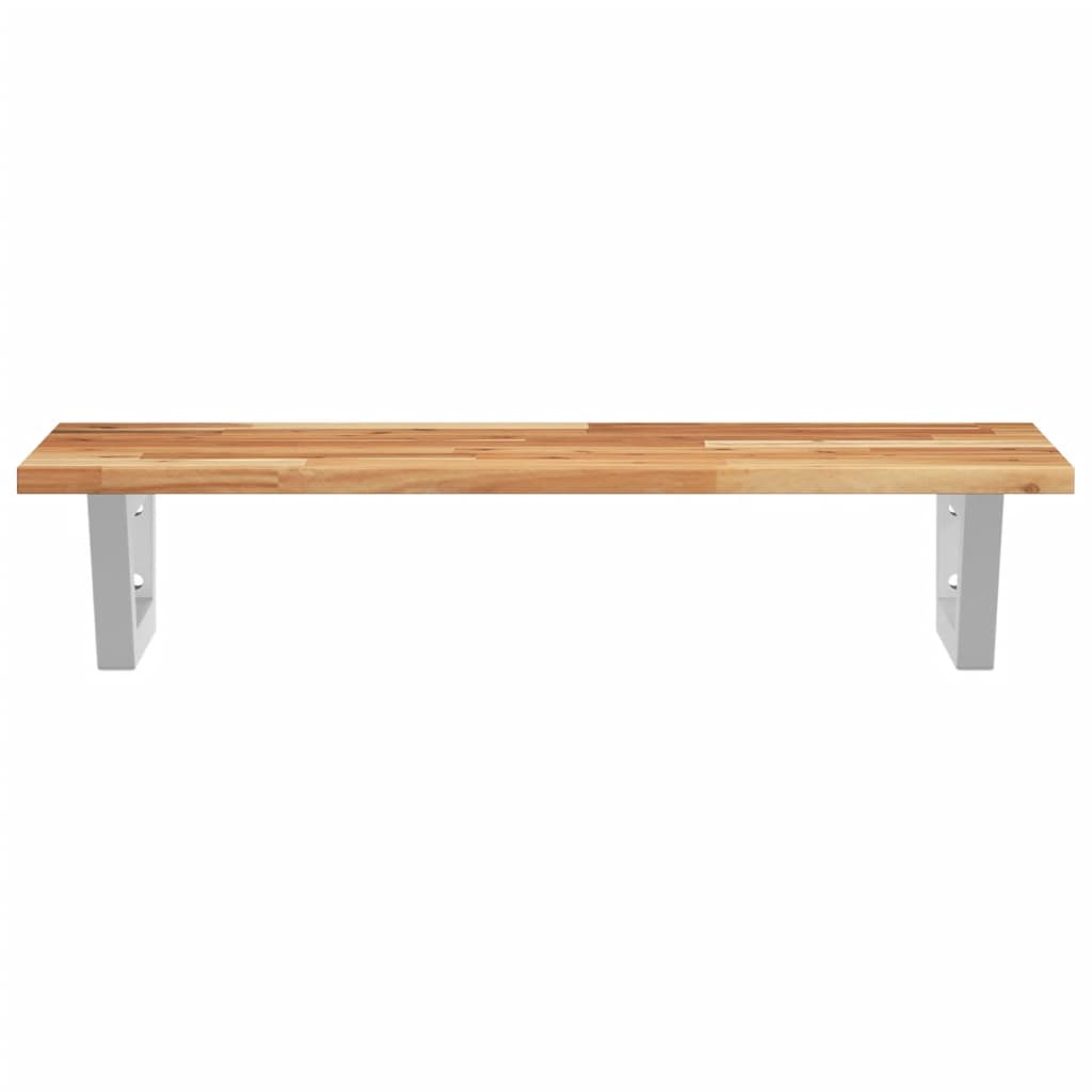 Basin Shelf Wall Mounted Steel And Solid Wood Acacia