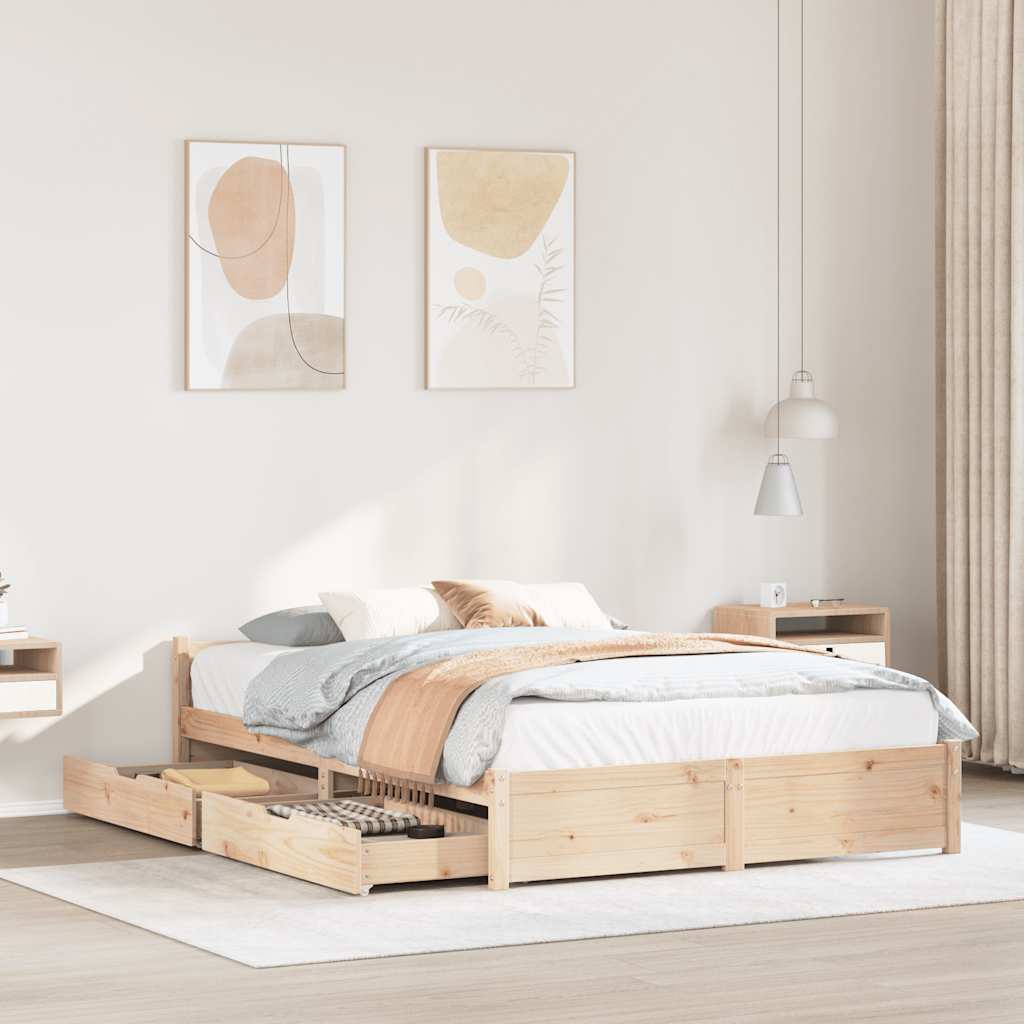 Bed Frame Without Mattress Solid Wood Pine