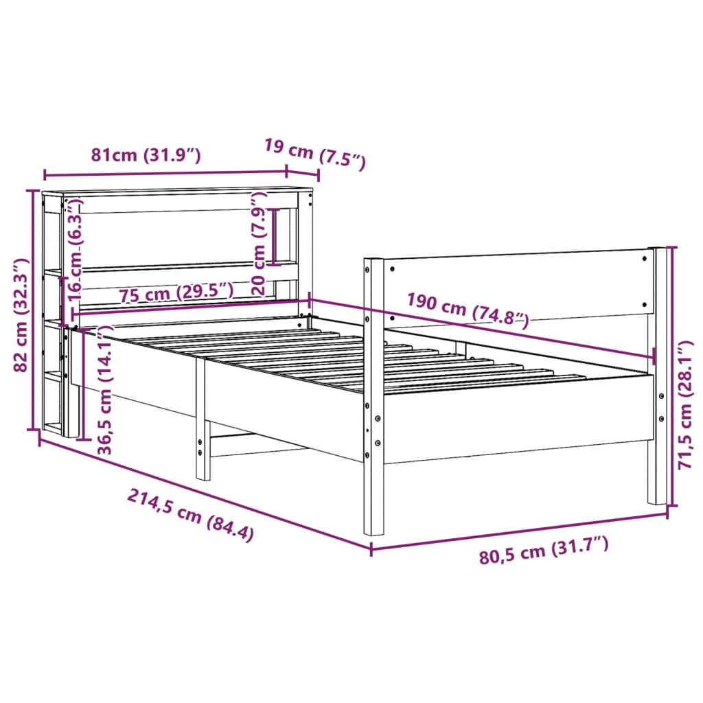 Bed Frame Without Mattress Small Single Solid Wood Pine