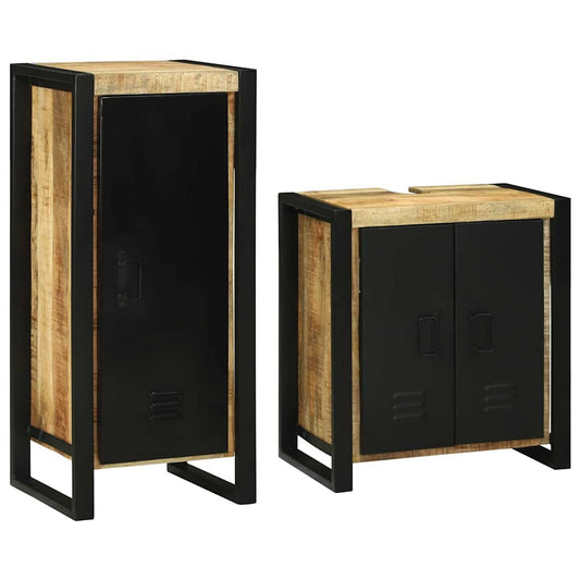 Bathroom Furniture Set With Door 2 Pcs Brown