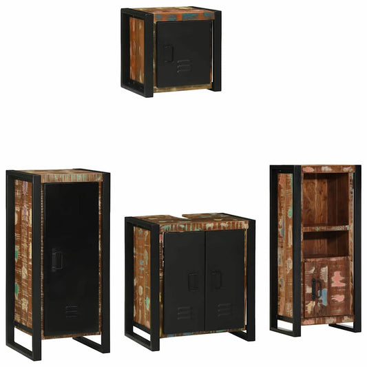 Bathroom Furniture Set 4 Pcs Multicolour Solid