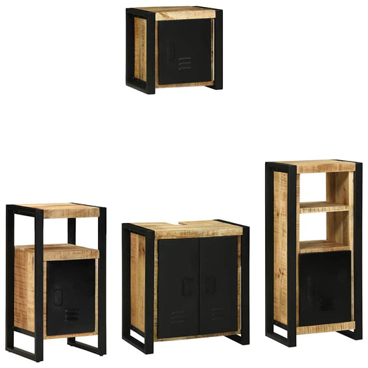 Bathroom Furniture Set With Shelf 4 Pcs Brown
