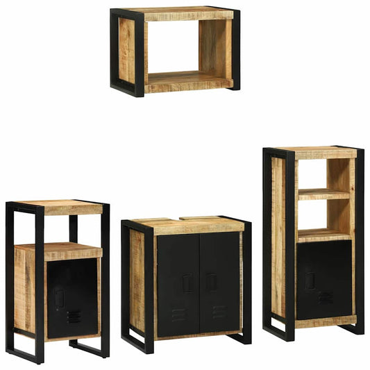 Bathroom Furniture Set With Shelf 4 Pcs Brown