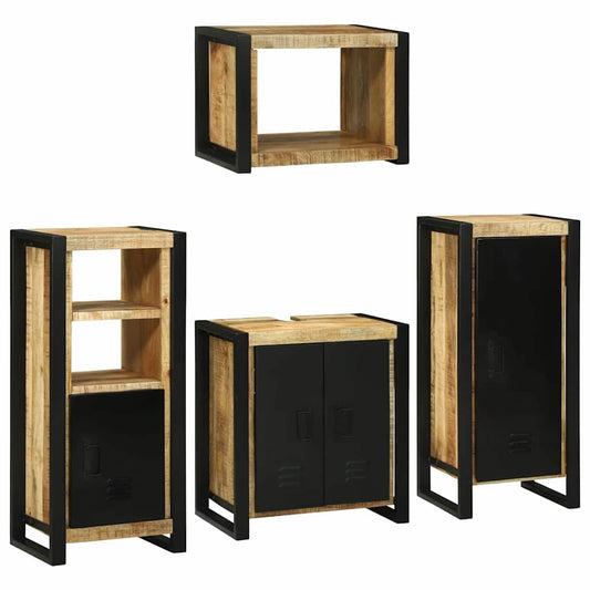 Bathroom Furniture Set With Door 4 Pcs Brown