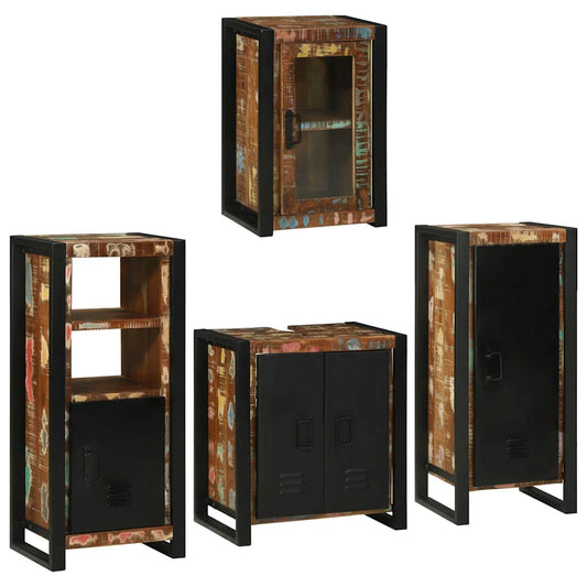 Bathroom Furniture Set 4 Pcs Multicolour Solid