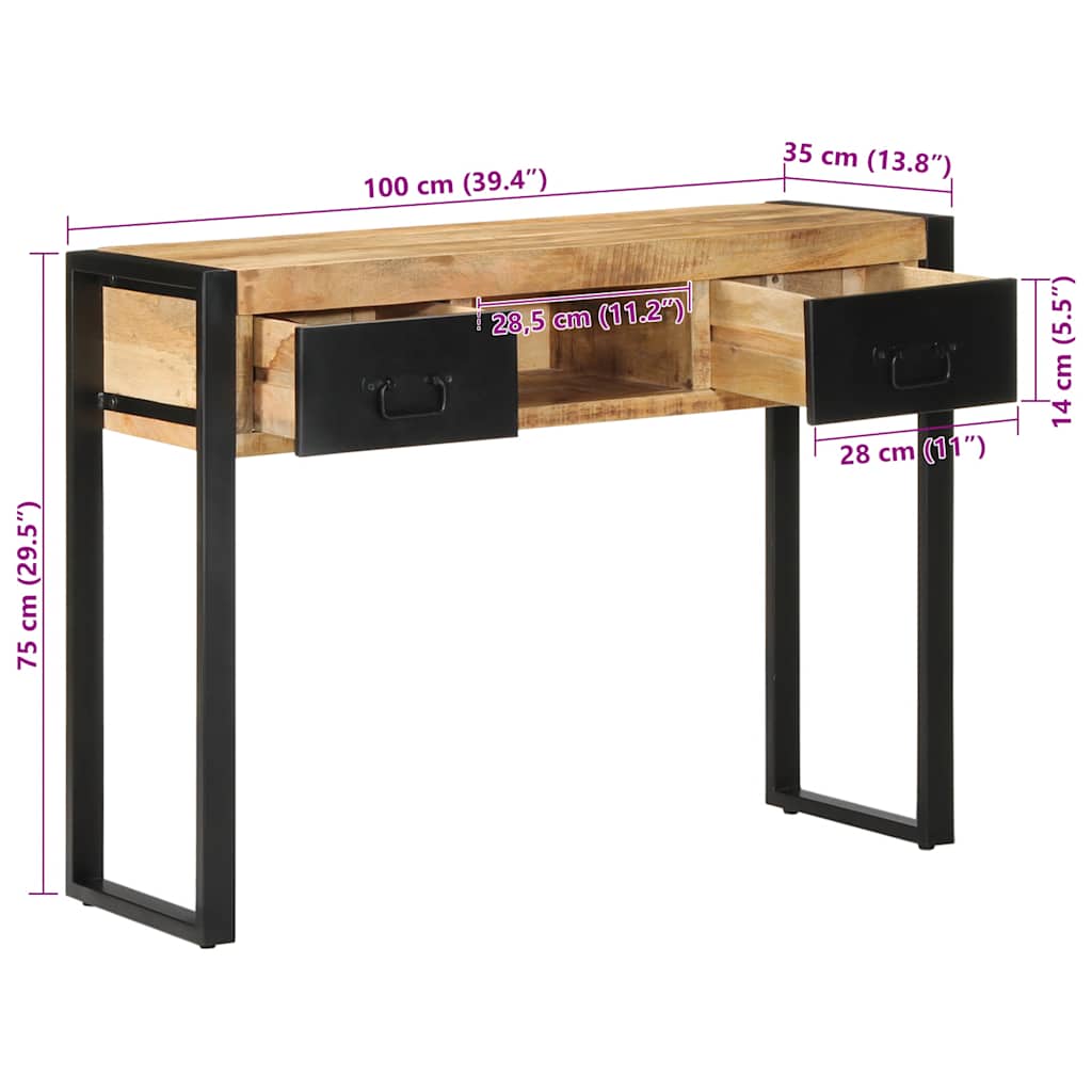 Console Table 100X35X75 Cm Solid Rough Wood Mango