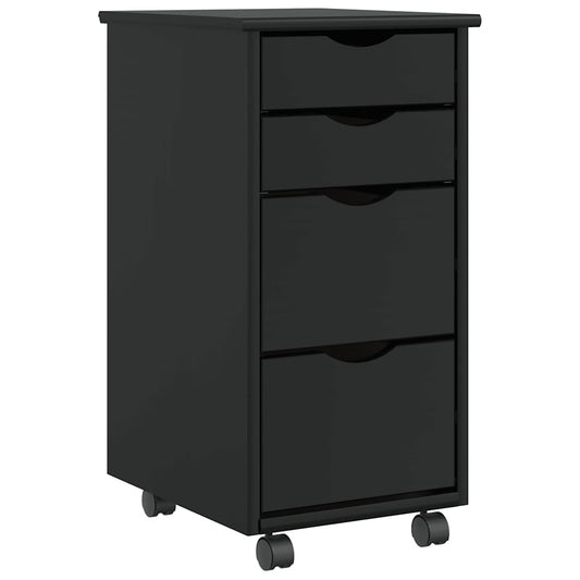 Rolling Cabinet With Drawers Moss Solid Wood Pine
