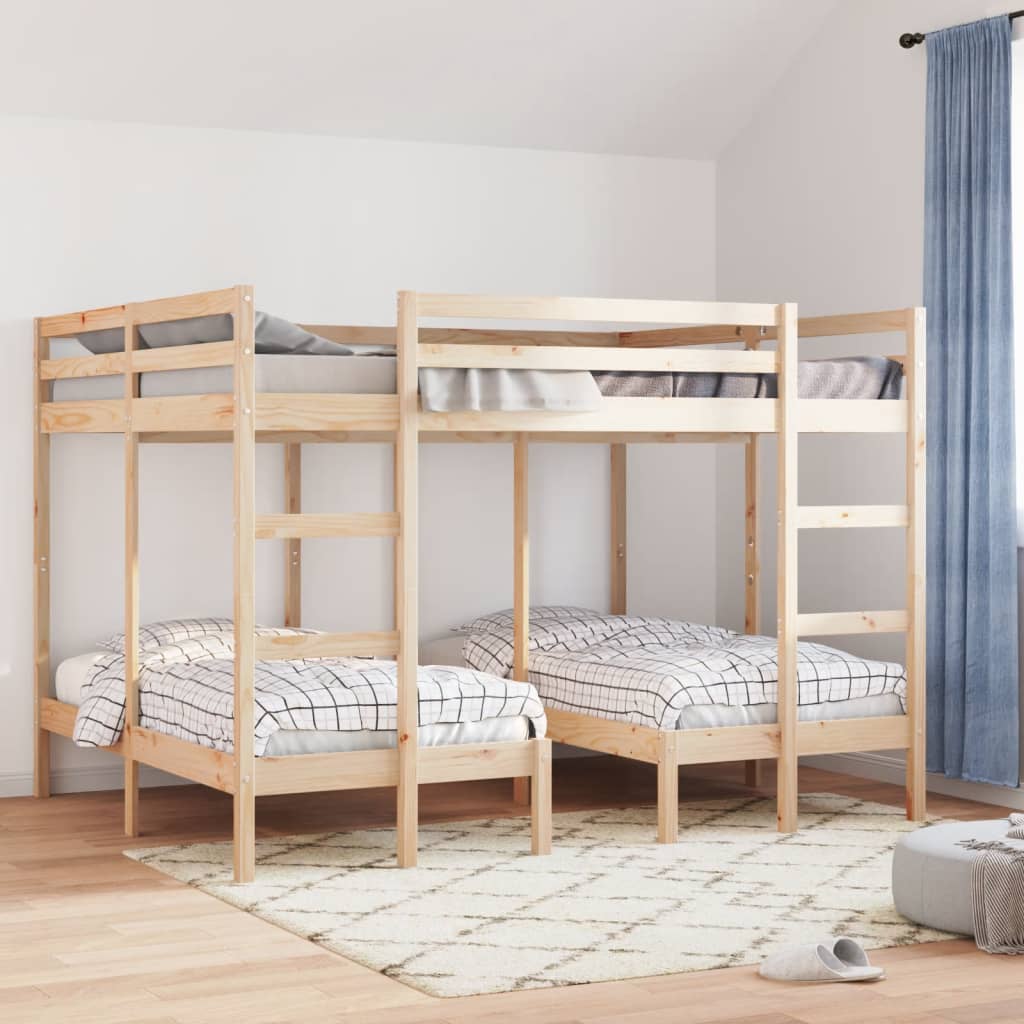 Triple Bunk Bed Frame Solid Wood Pine