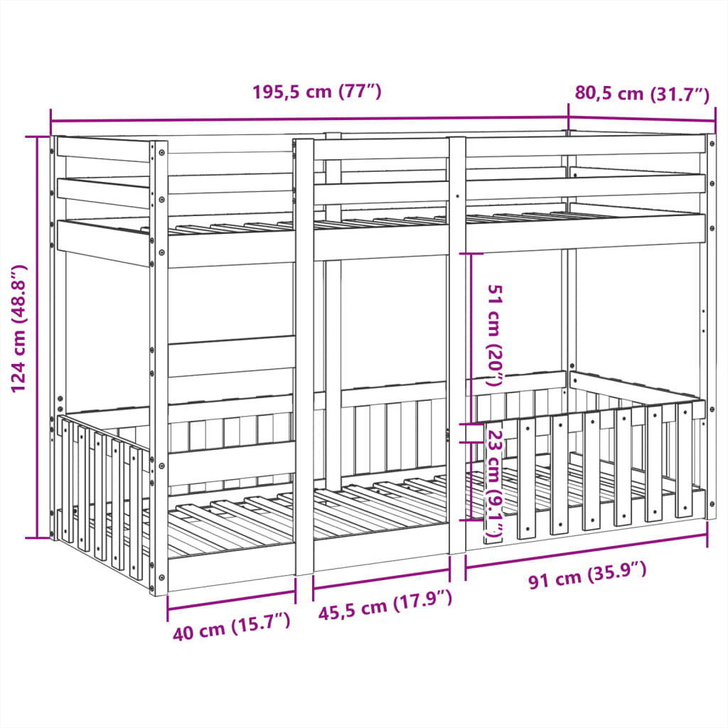 Bunk Bed Solid Wood Pine