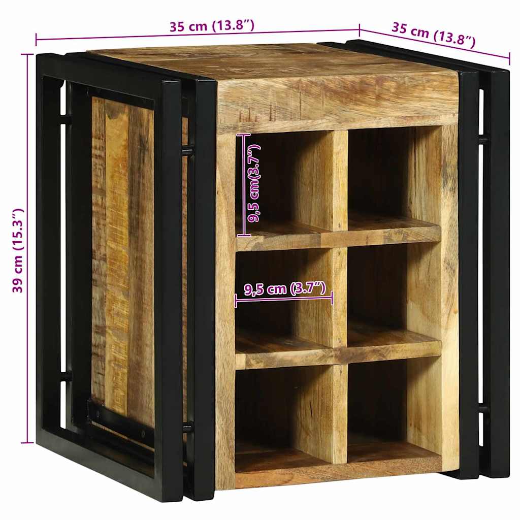 Wine Rack Brown Solid Mango Wood
