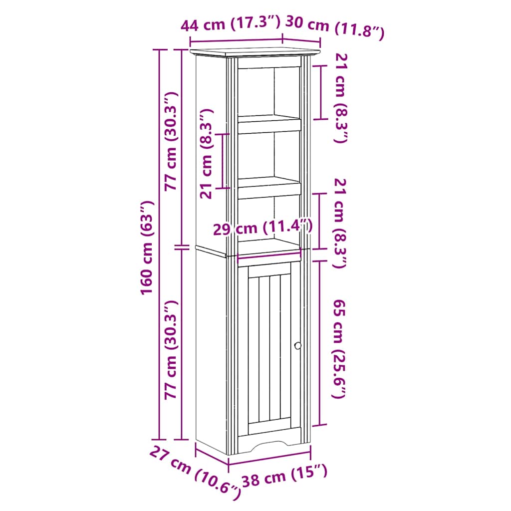 Bathroom Cabinet Bodo 44X30X160 Cm