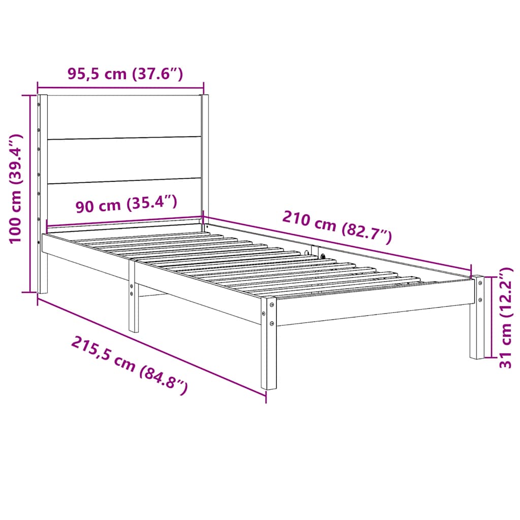 Extra Long Bed Frame Without Mattress Solid Wood