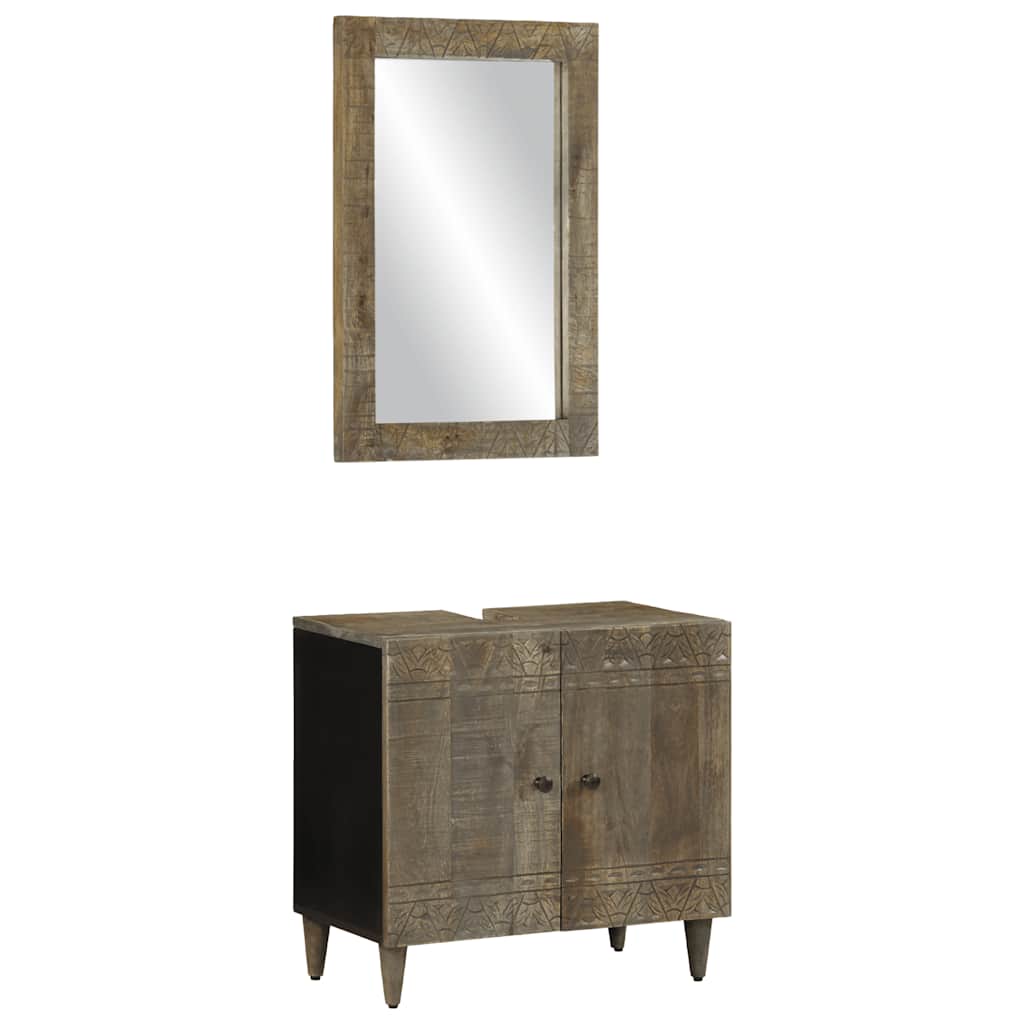 2 Piece Bathroom Furniture Set Solid Wood Mango