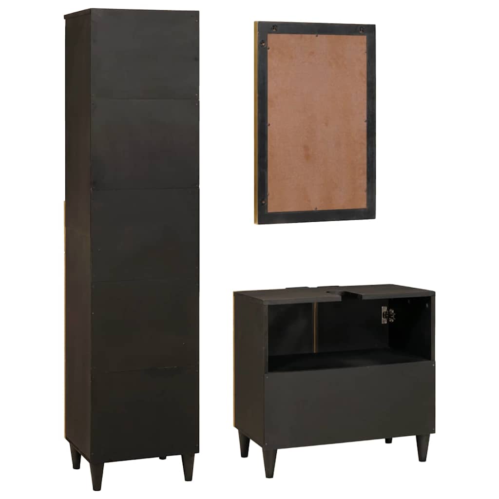 Bathroom Furniture Sets 3 Pcs Black And Gold 38 X 33 X 160 Cm