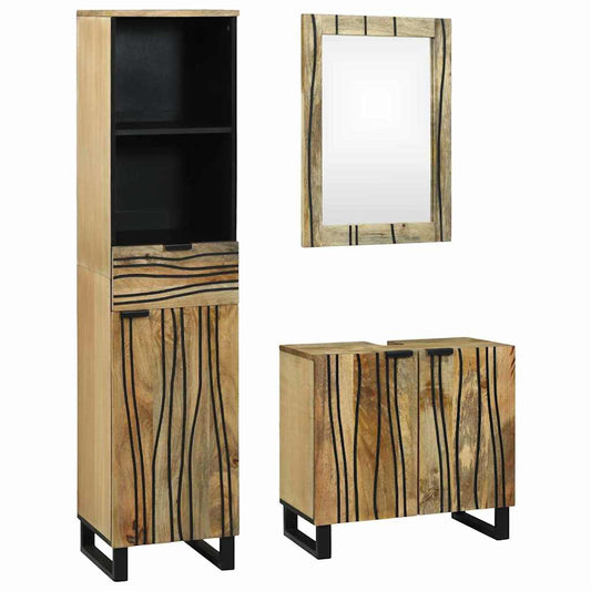 Bathroom Furniture Set With Drawer 3 Pcs Brown 38 X 33 X 160 Cm