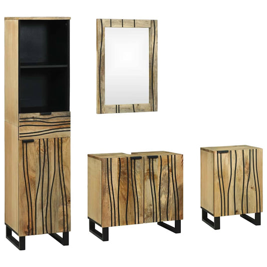 Bathroom Furniture Set With Drawer 4 Pcs Brown 38 X 33 X 160 Cm
