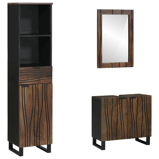 Bathroom Furniture Set 3 Pcs Walnut Brown 38 X 33 X 160 Cm