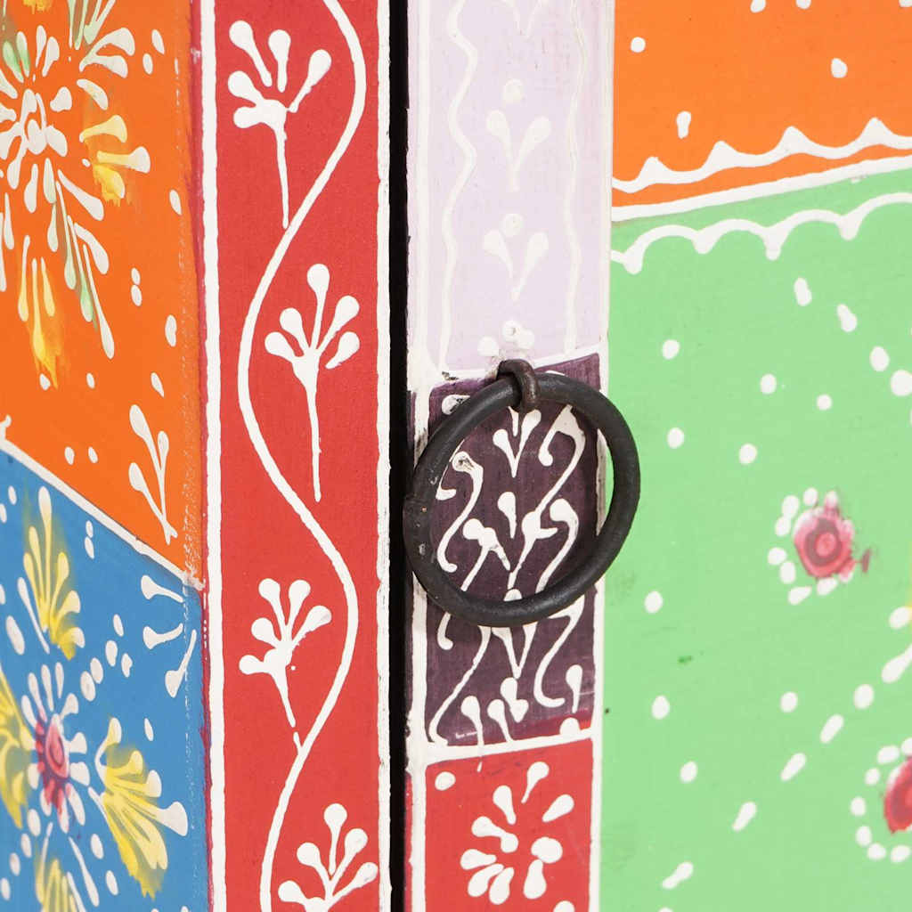 Chest Of Drawers Multicolour 30 X 30 X 90 Cm Solid Mango Wood