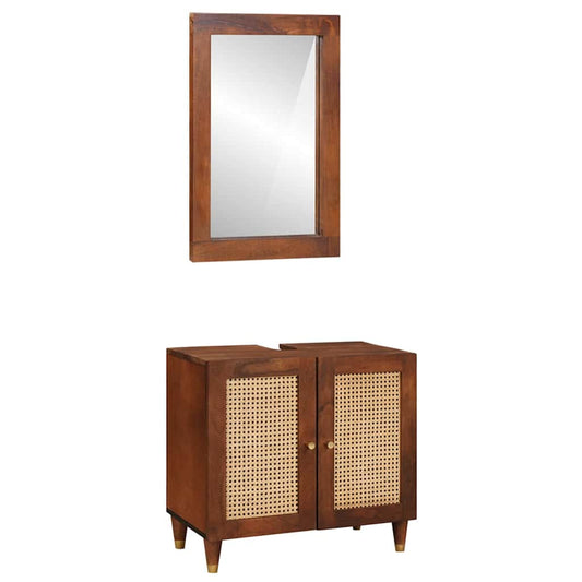 Bathroom Furniture With Drawer 2 Pcs 62 X 33 X 58 Cm Solid Mango Wood