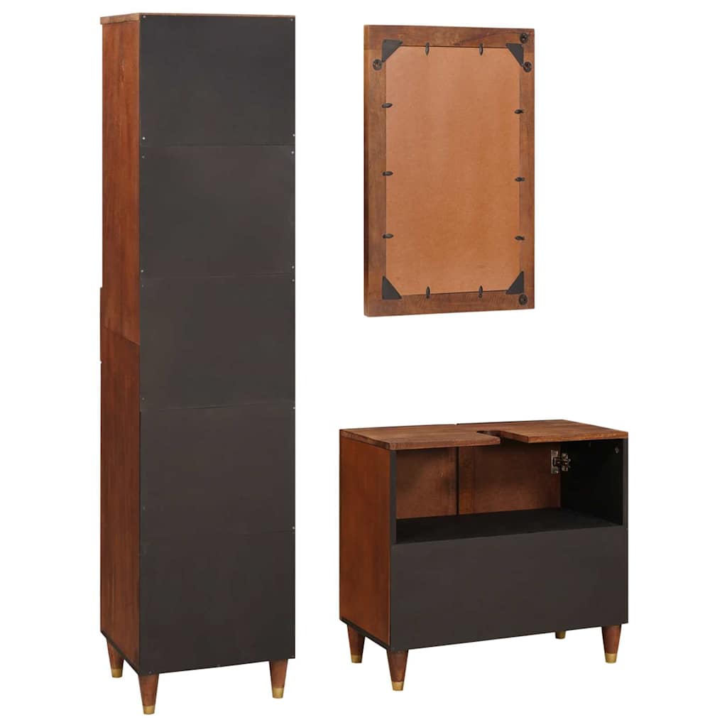 Bathroom Furniture With Door 3 Pcs 38 X 33 X 160 Cm Solid Mango Wood