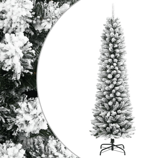 Artificial Slim Christmas Tree With Flocked Snow Pvc&Pe