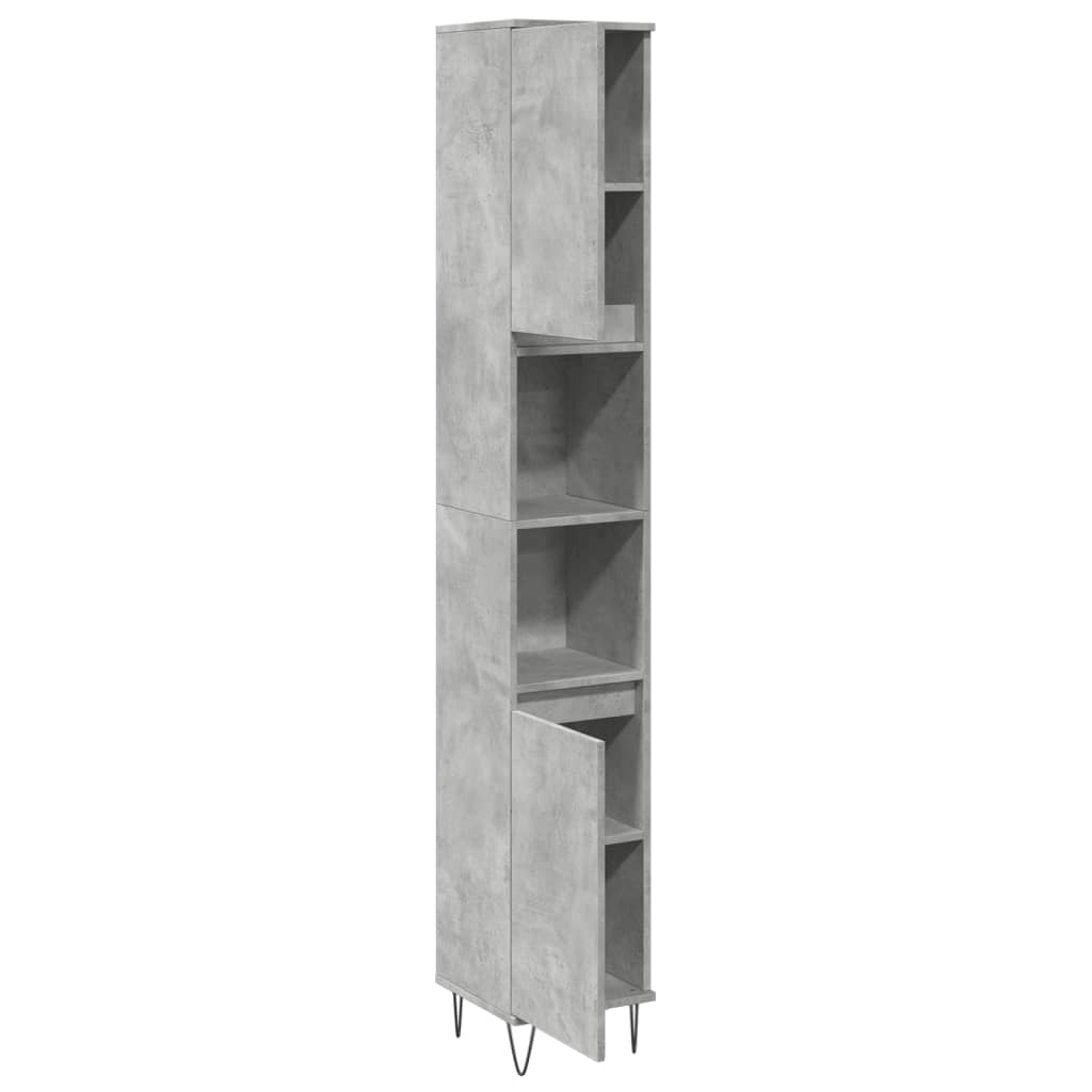 Bathroom Cabinet Concrete Grey 30X30X190 Cm Engineered Wood