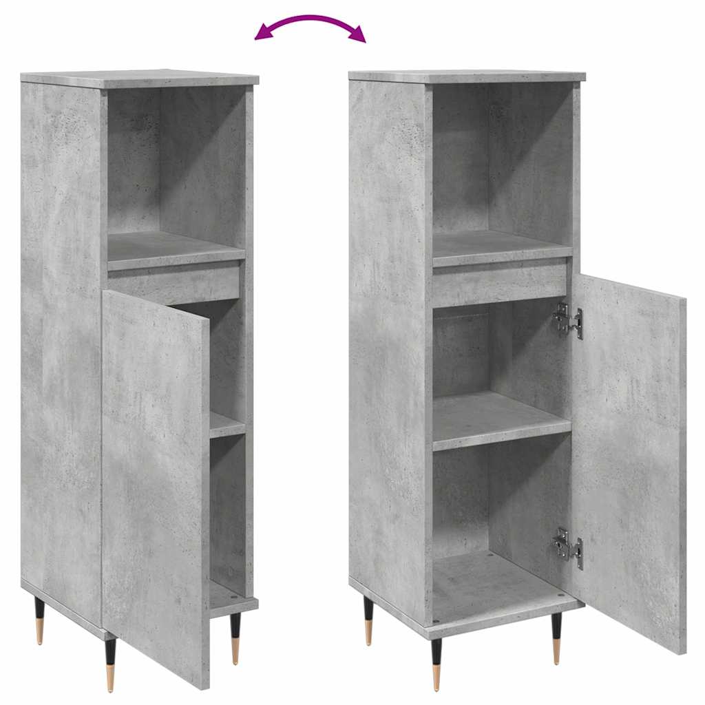 Bathroom Cabinet Concrete Grey 30X30X100 Cm Engineered Wood