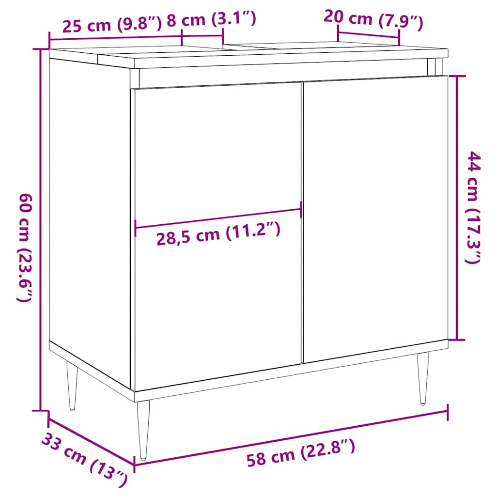 Bathroom Cabinet Concrete Grey 58X33X60 Cm Engineered Wood