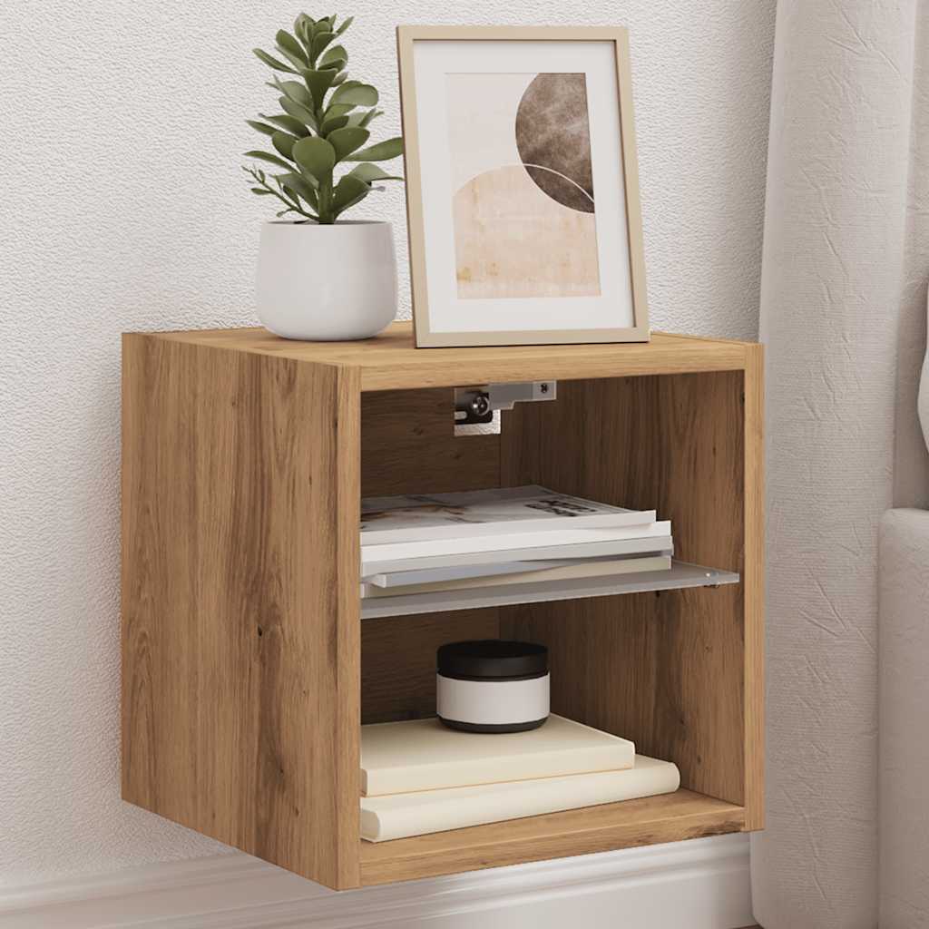Tv Wall Cabinet With Led Lights 30X28.5X Artisan Oak