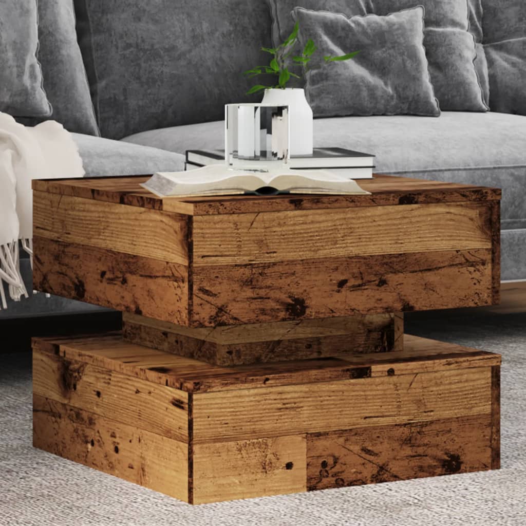 Coffee Table With Led Lights 90X50X40 Cm