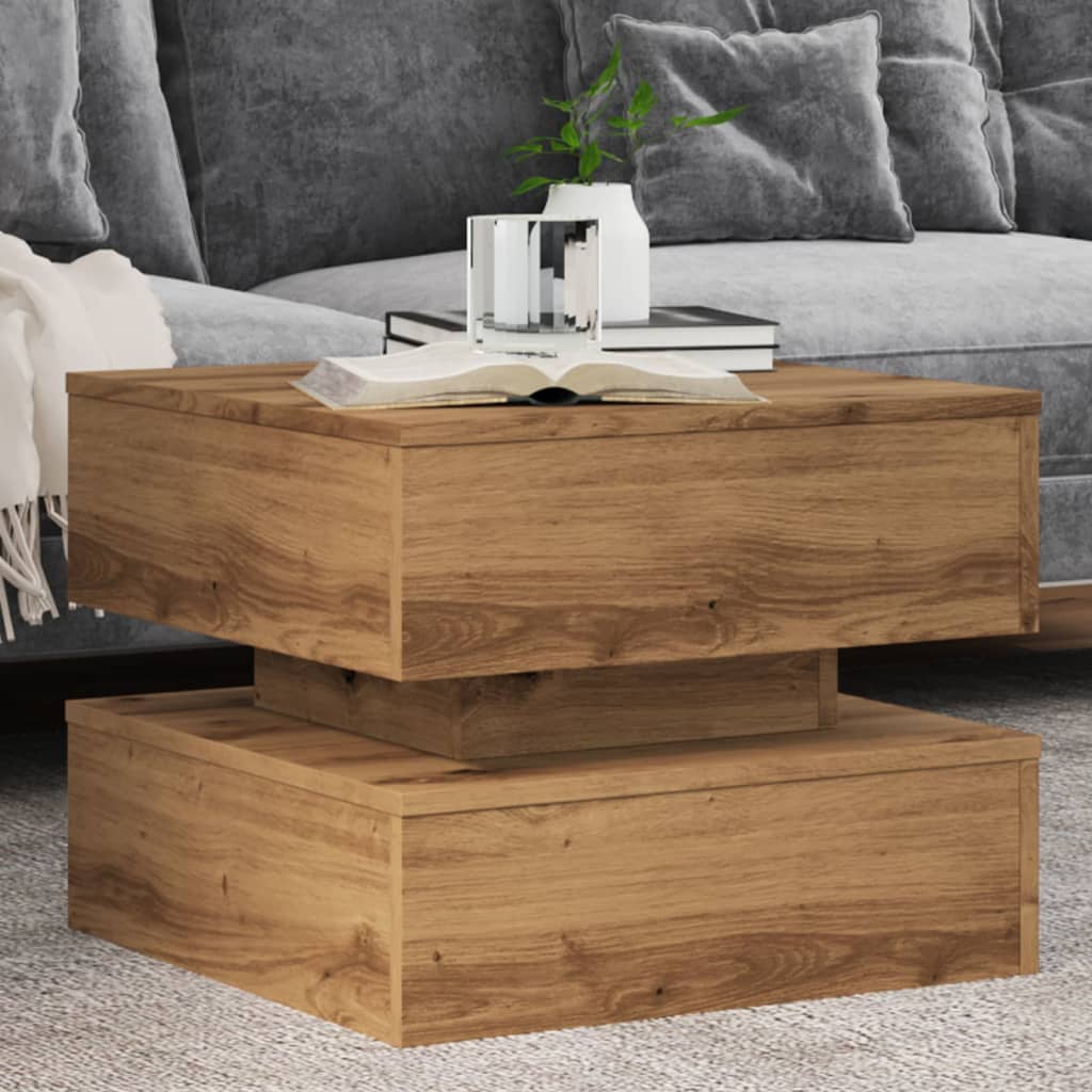 Coffee Table With Led Lights 90X50X40 Cm