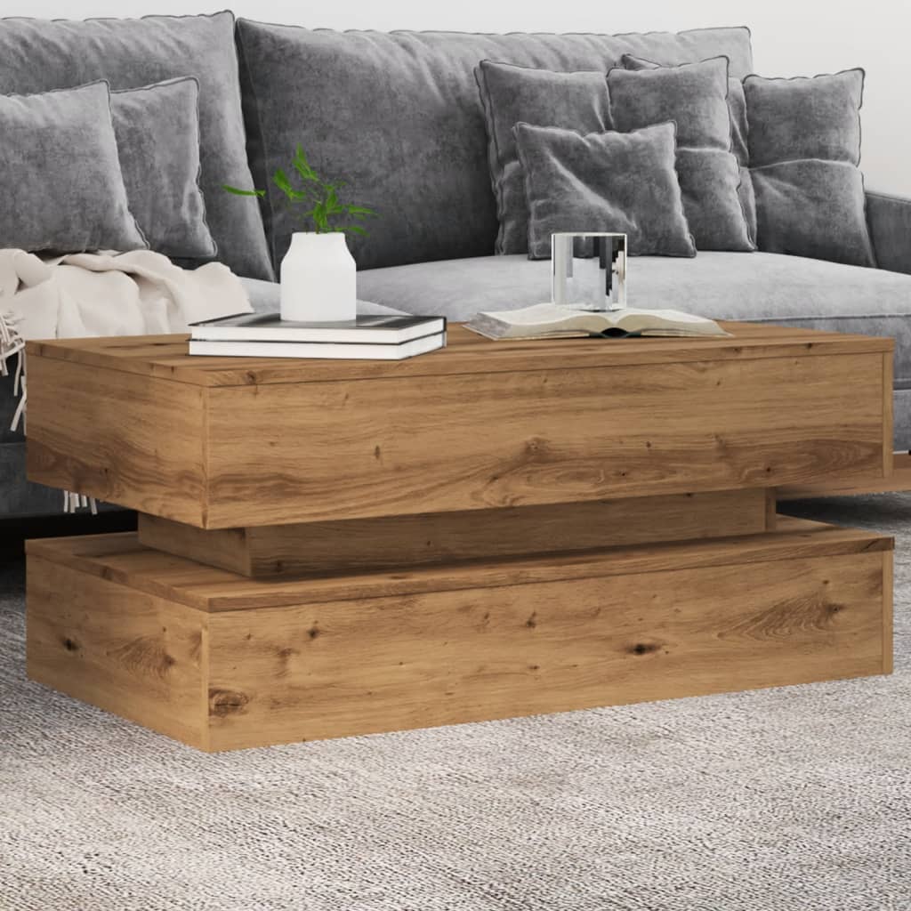 Coffee Table With Led Lights 90X50X40 Cm