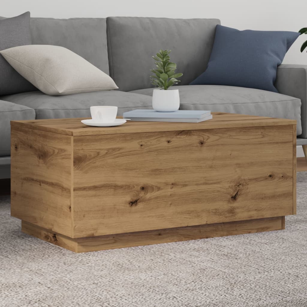 Coffee Table With Led Lights 90X50X40 Cm
