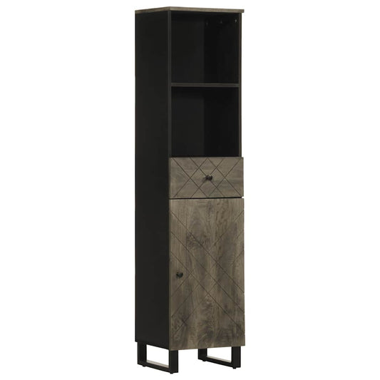 Bathroom Cabinet Black 38X33X160 Cm Solid Wood Mango