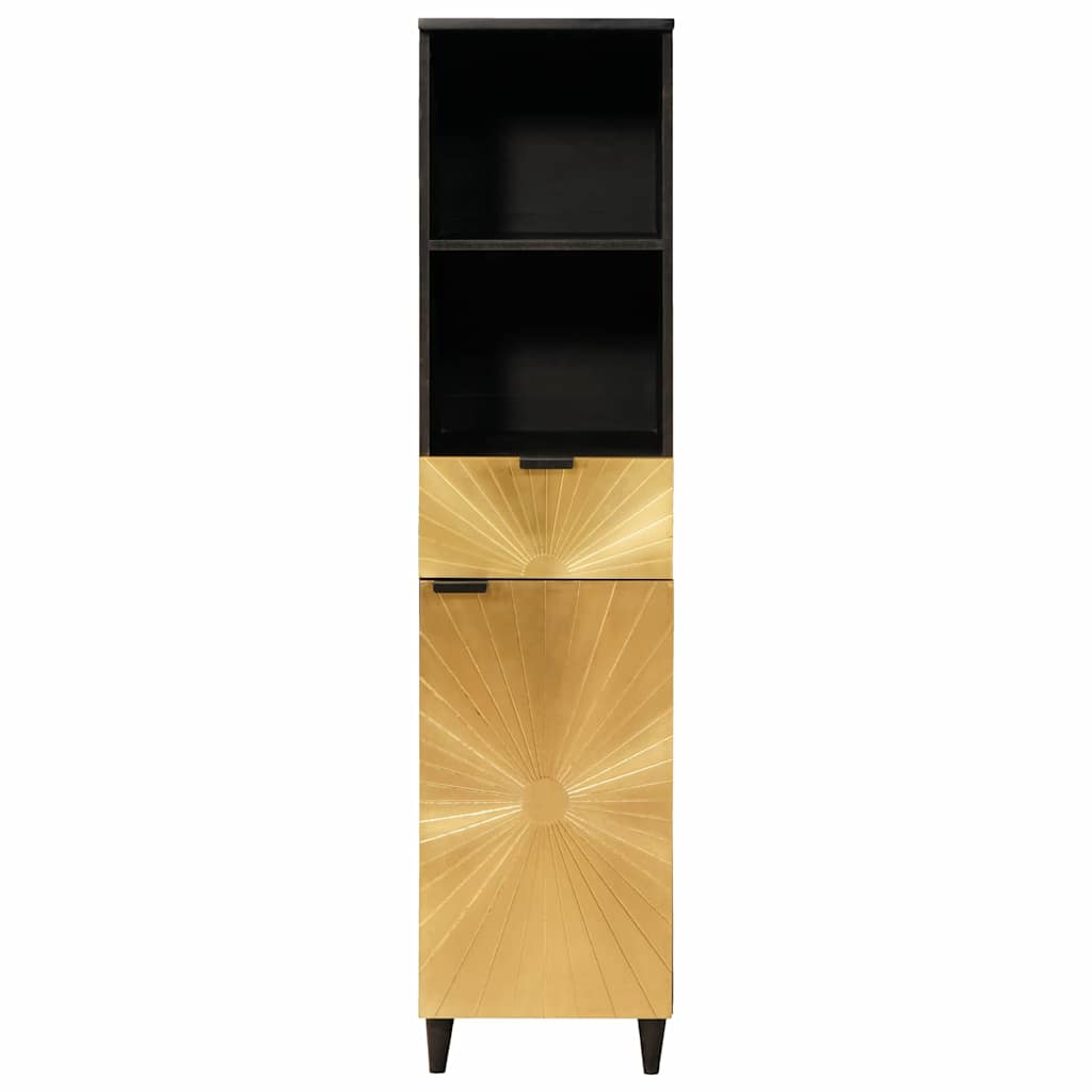 Bathroom Cabinet With Drawer Black And Gold 38 X 33 X 160 Cm