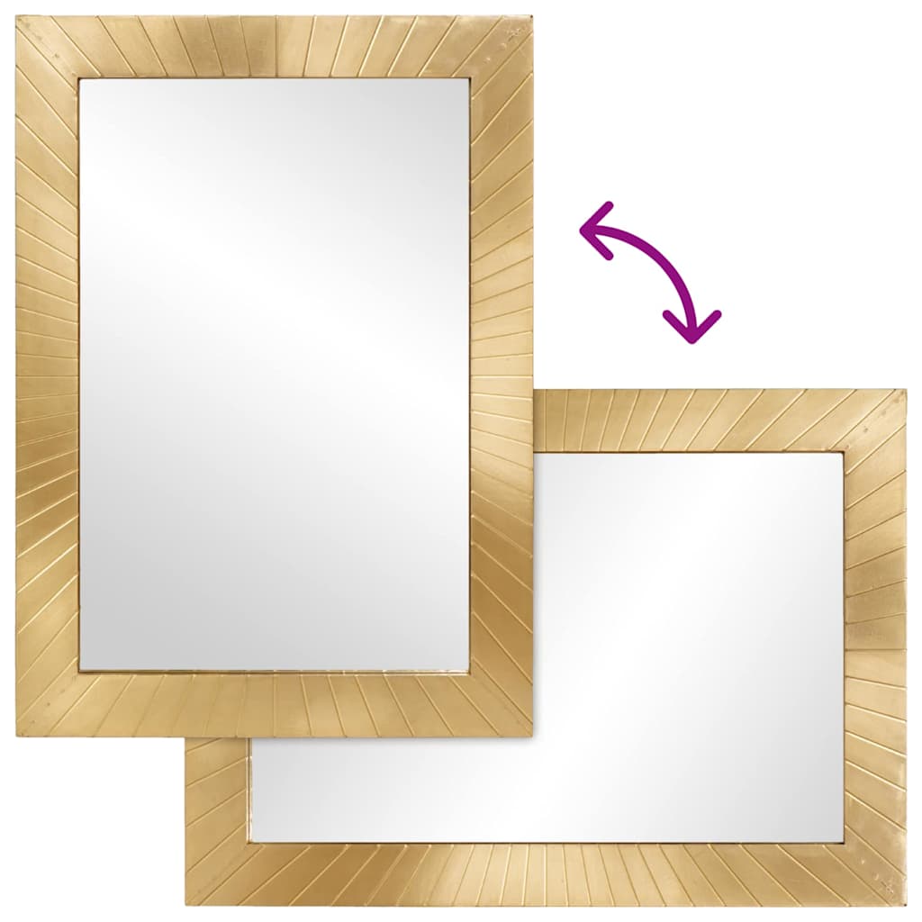Bathroom Mirror Wall-Mounted Black And Gold 50 X 2.5 X 70 Cm
