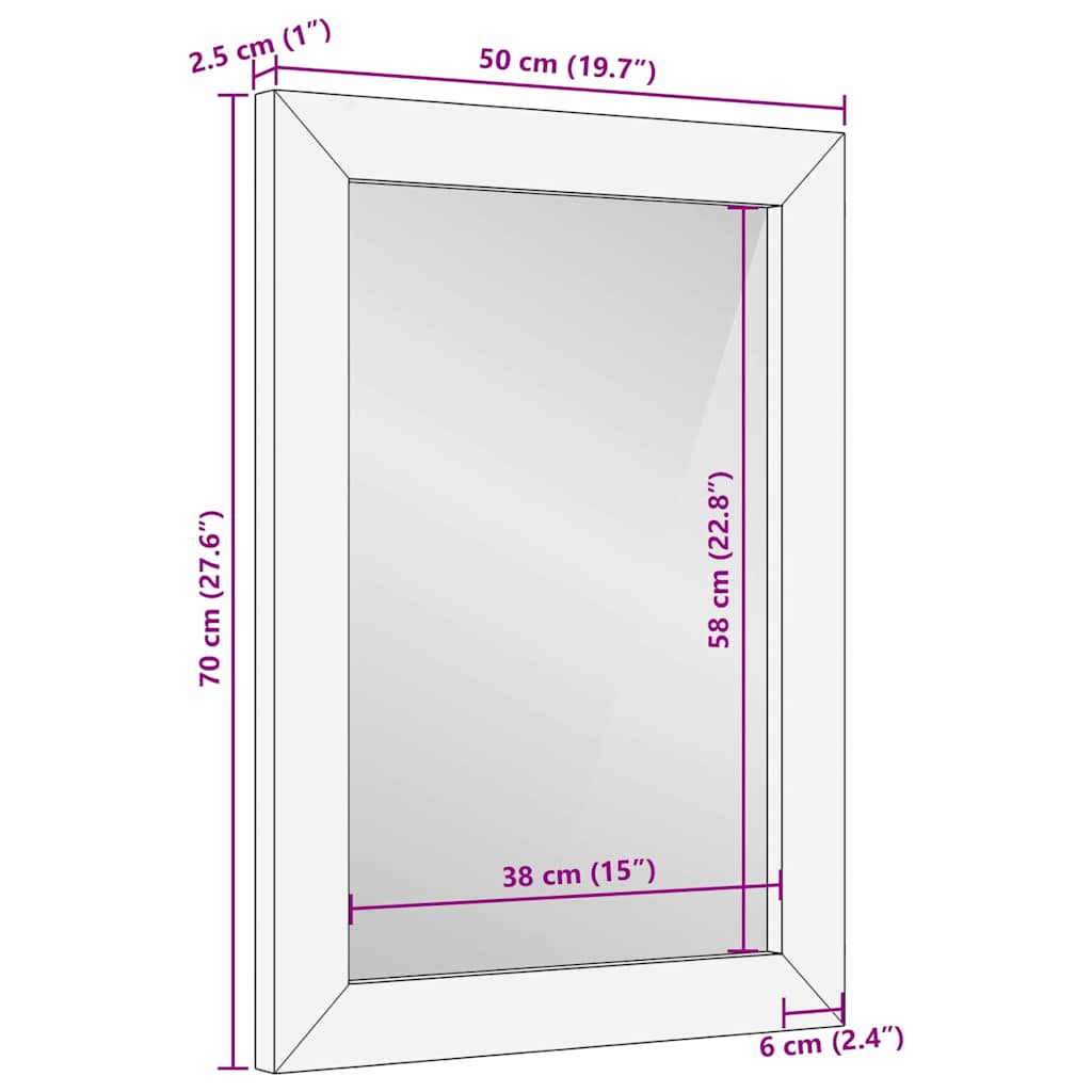 Bathroom Mirror Wall-Mounted Black And Gold 50 X 2.5 X 70 Cm