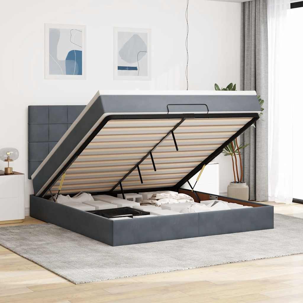 Ottoman Bed With Mattresses 160X200Cm Velvet
