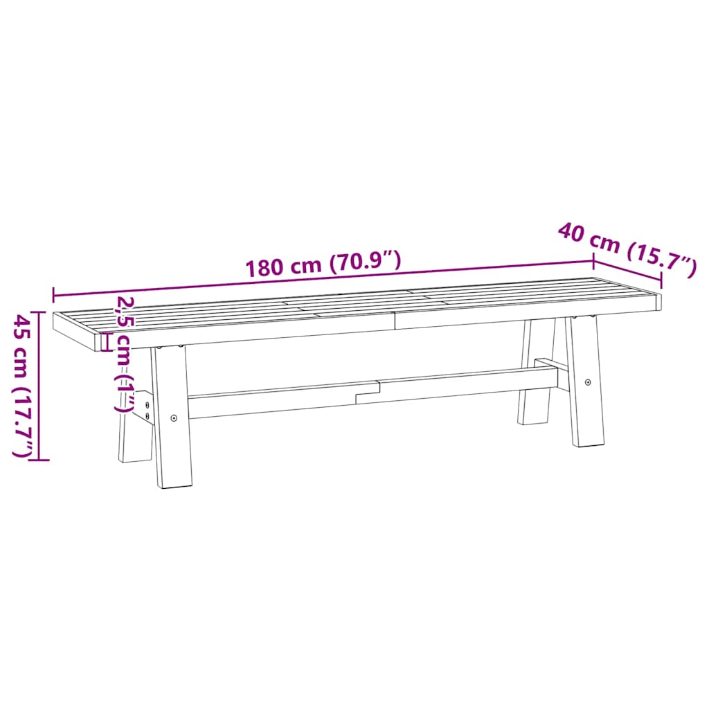 Dining Bench Noain A-Shaped Legs 180X40X45 Cm Solid Wood Pine
