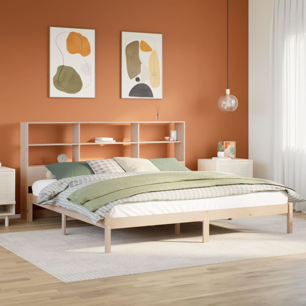 Bookcase Bed Without Mattress Solid Wood Pine