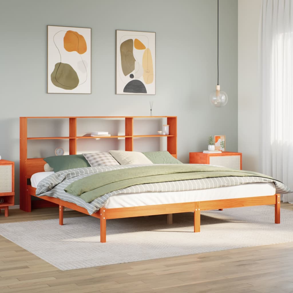 Bookcase Bed Without Mattress Solid Wood Pine