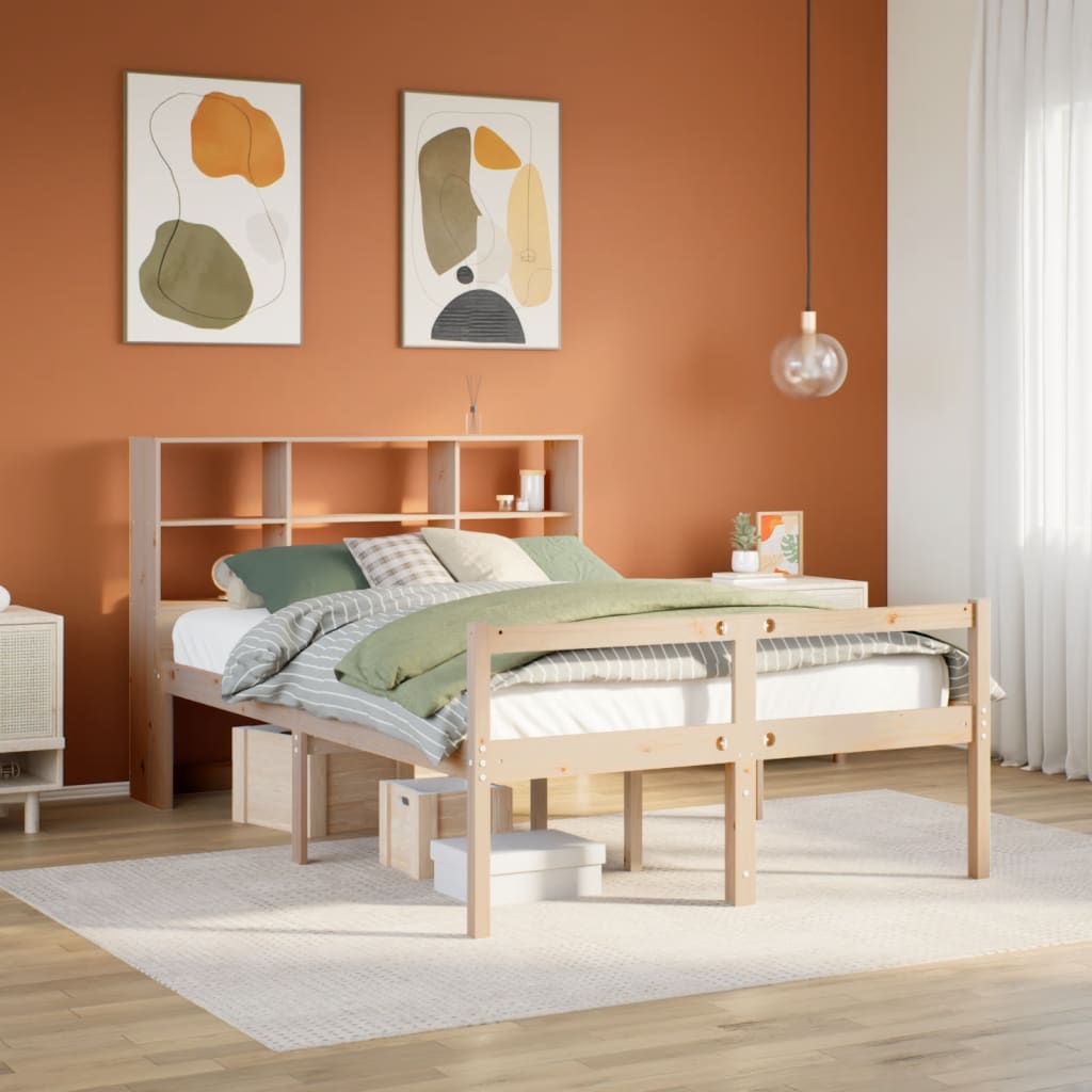 Bookcase Bed Without Mattress Small Double Solid Wood Pine